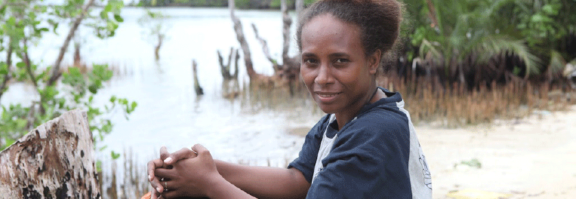 Solomon Islands girl near river